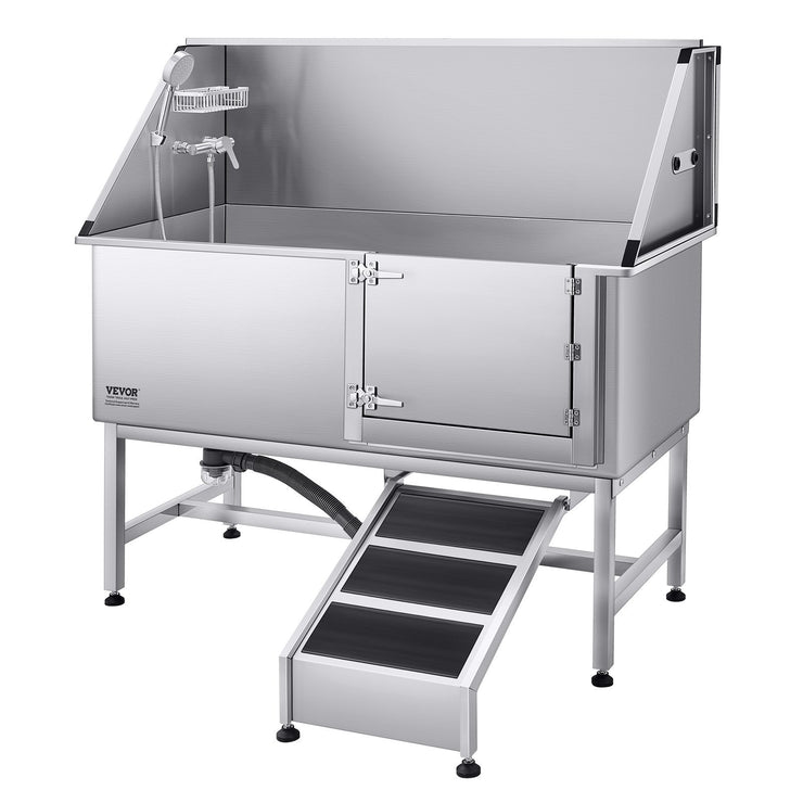62 Inch Dog Grooming Bath Tub Stainless Steel W Ramp Water Filter