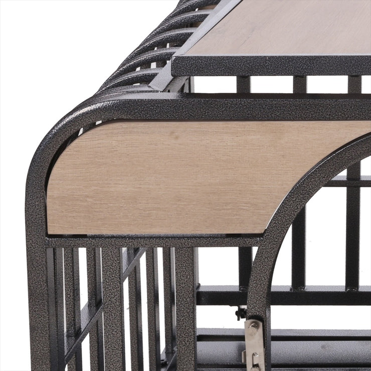 46in Heavy Duty Dog Crate, Furniture Style Dog Crate With Removable Trays And Wheels For High Anxiety Dogs