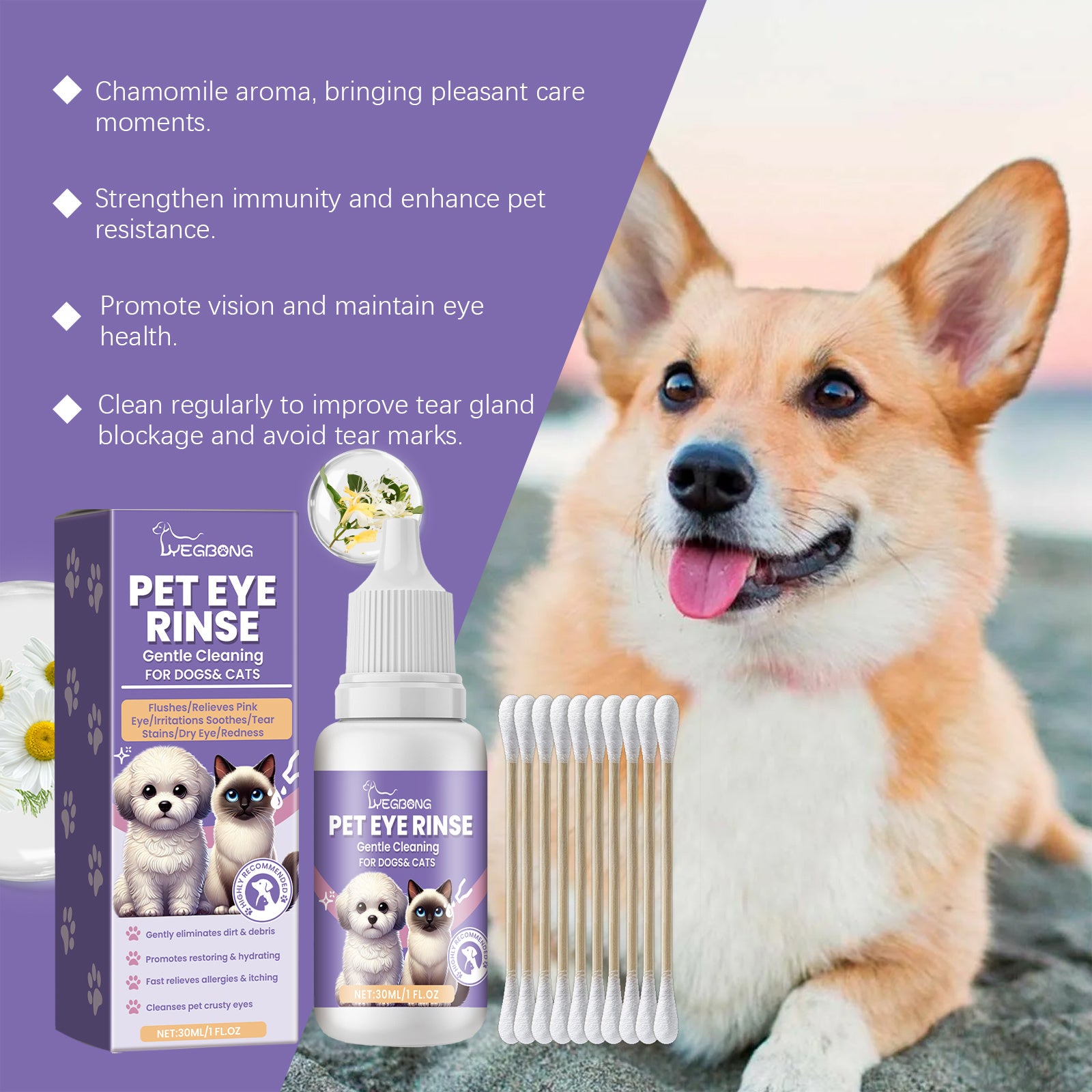 Gentle Pet Eyewash Gently Cleans The Eye Dirt Of Pet Cats And Dogs