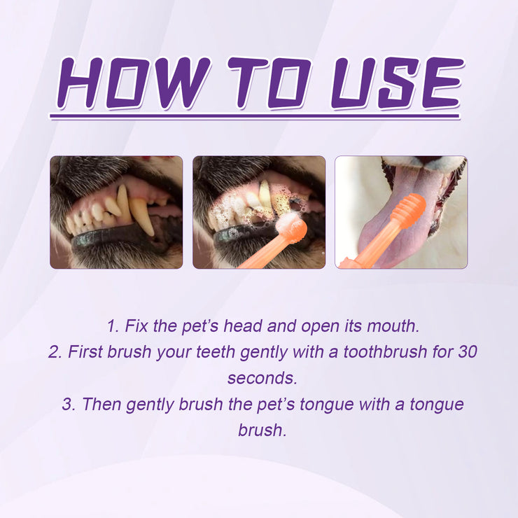 Pet Tongue Brush Toothbrush Set, Pet Oral Cleaning, Tooth Stains, Dental Care