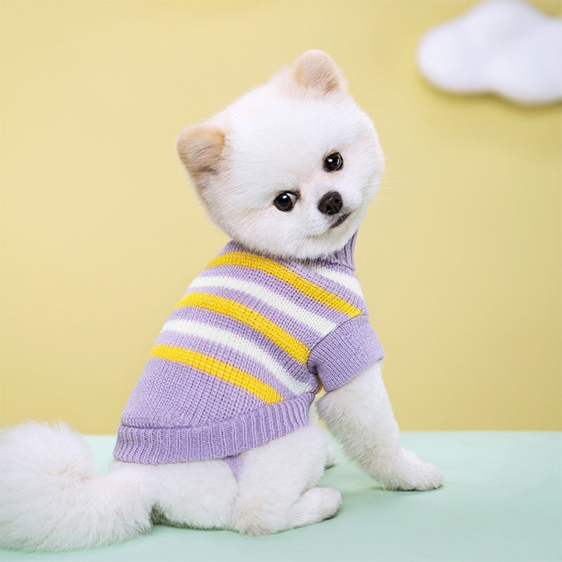 Pet Sweater – Striped Floral Knitted Wool