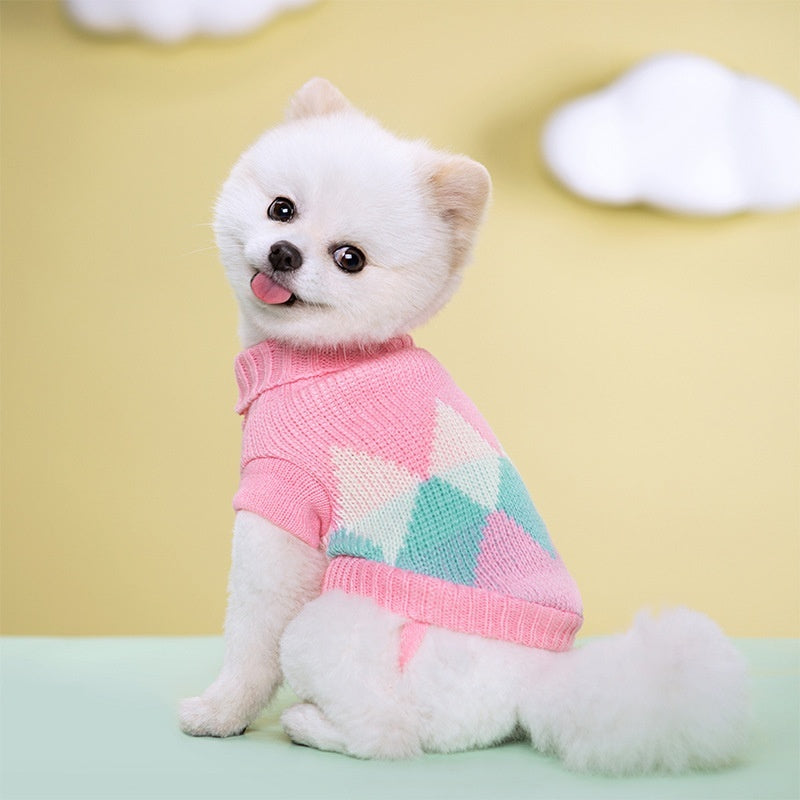 Pet Sweater – Striped Floral Knitted Wool