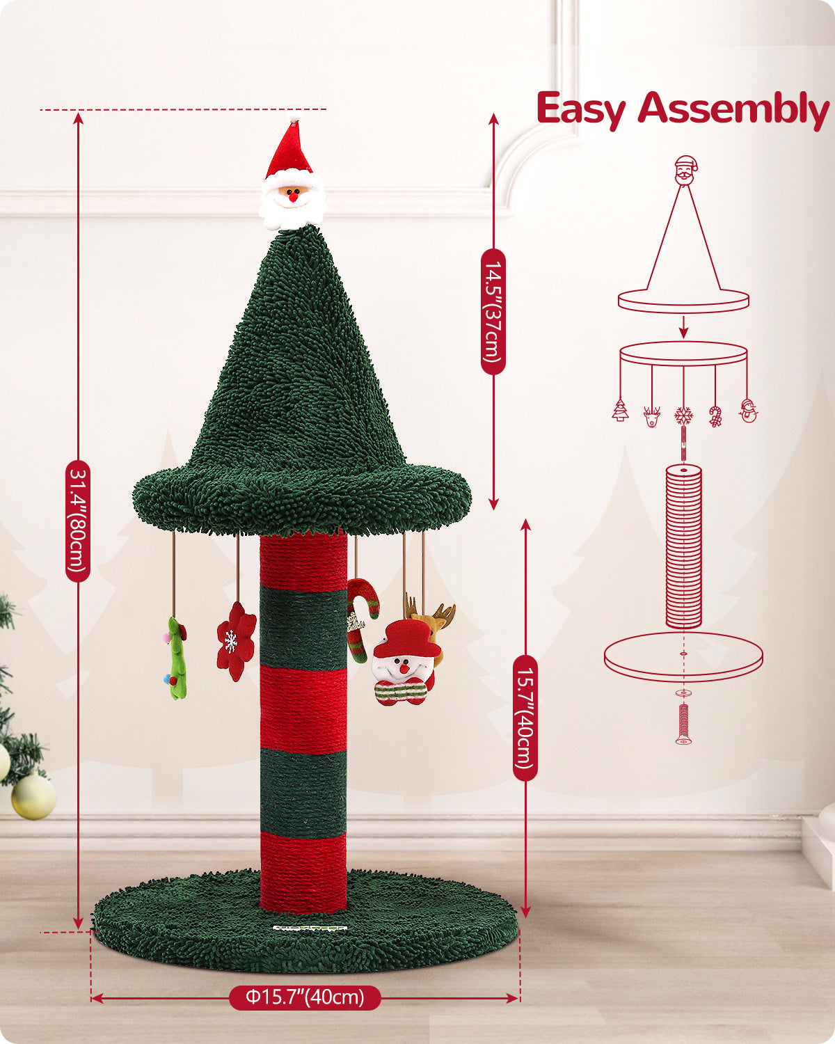 31 Inch Christmas Style Cat Scratch Post
