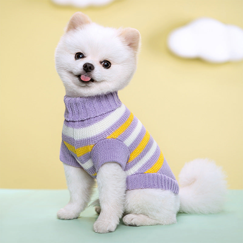 Pet Sweater – Striped Floral Knitted Wool