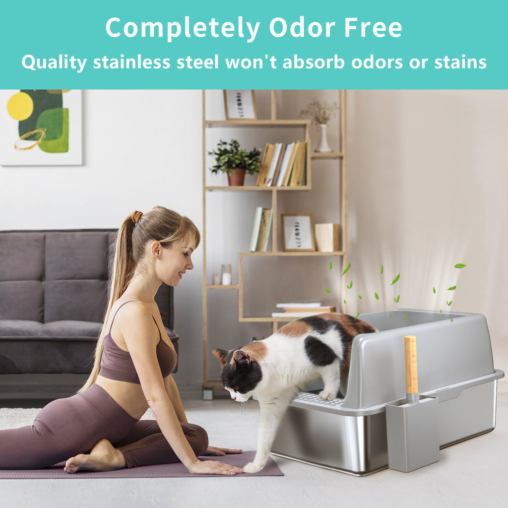 Cat Litter Box – Stainless Steel, Easy Clean