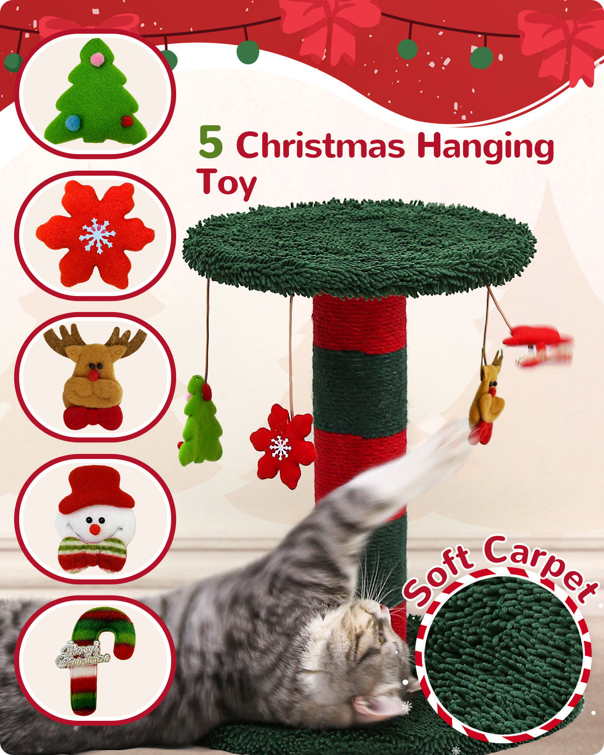 31 Inch Christmas Style Cat Scratch Post