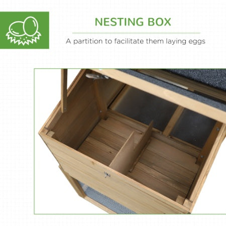 Wooden Chicken Coop with Nesting Box & Ramp