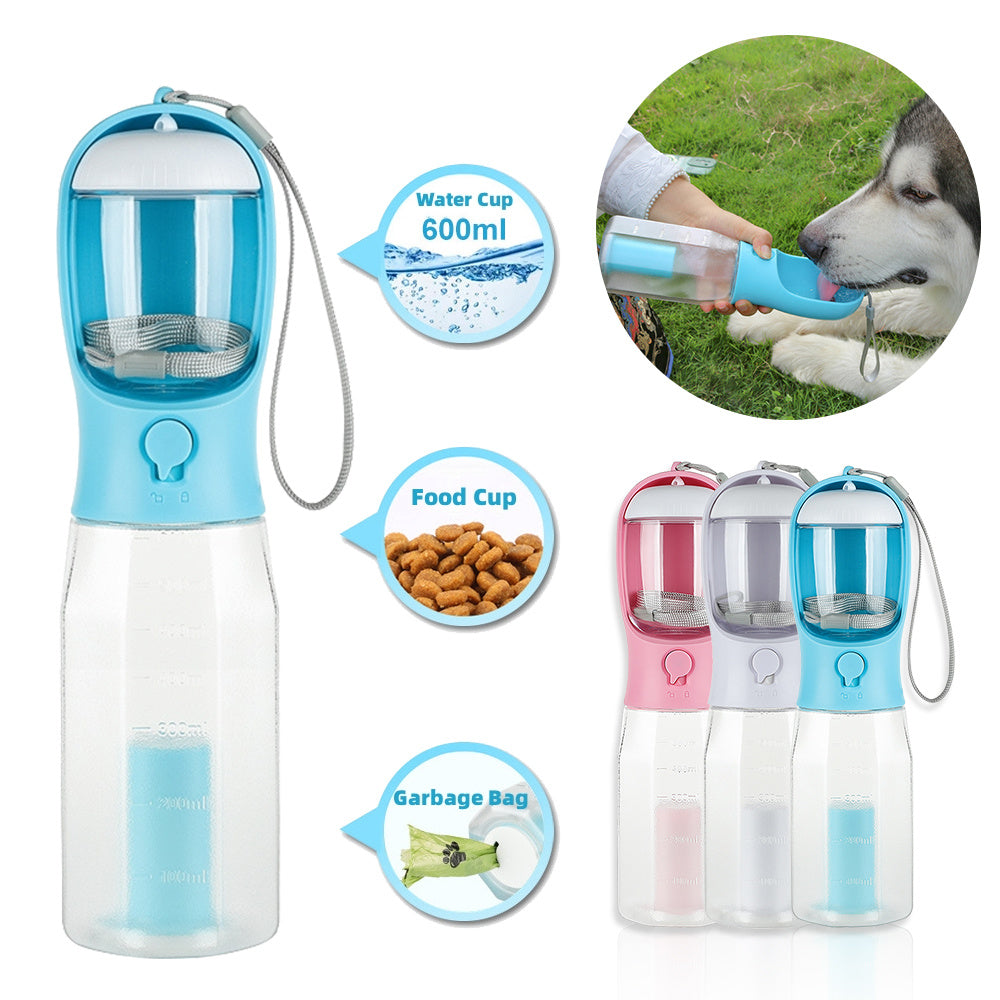 Pet Bottle – 3-in-1 Water, Food & Poop Dispenser