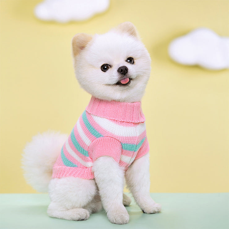 Pet Sweater – Striped Floral Knitted Wool