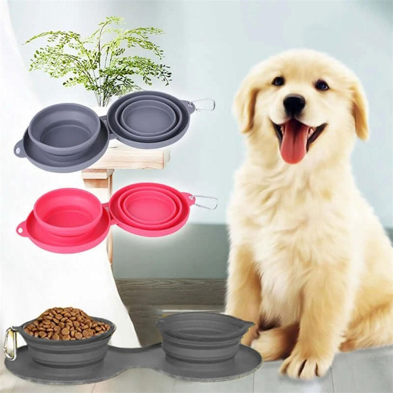 Pet Bowls – Foldable Double Rubber Feeder