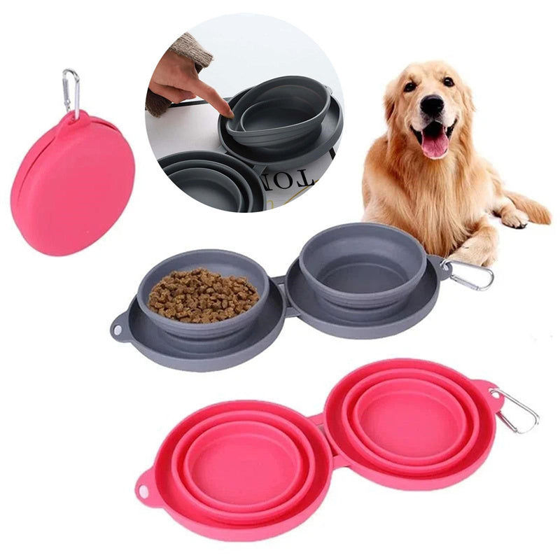 Pet Bowls – Foldable Double Rubber Feeder