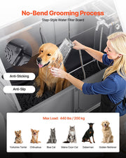 62 Inch Dog Grooming Bath Tub Stainless Steel W Ramp Water Filter