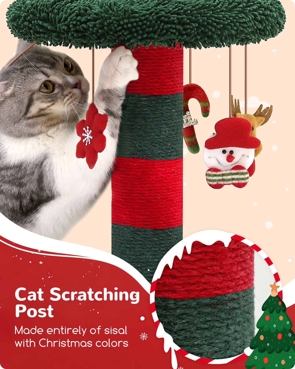 31 Inch Christmas Style Cat Scratch Post