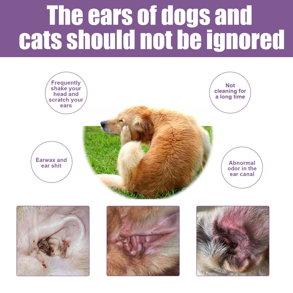 Cat & Dog Pet Ear Cleaner, Relieve Ear Canal Odor Cleaning Earwax Ear Cleansing Drops