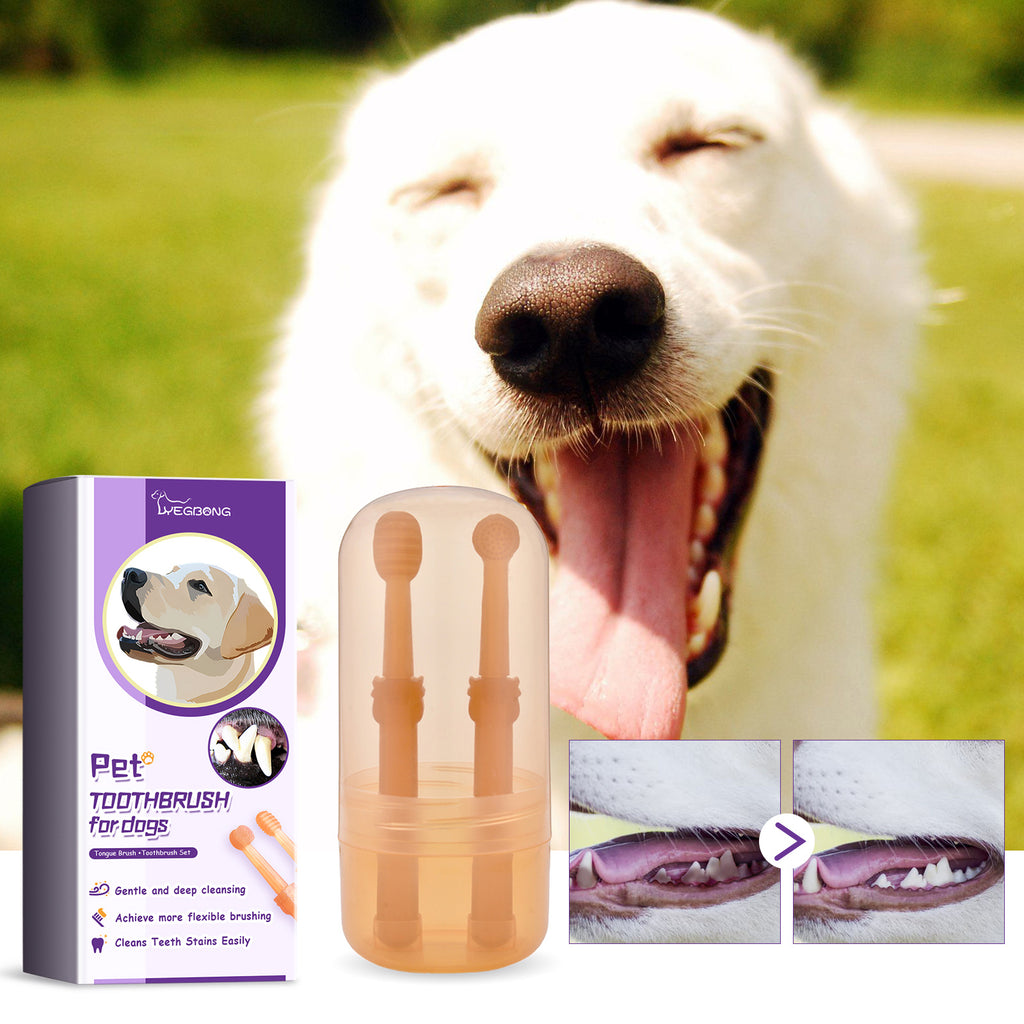 Pet Tongue Brush Toothbrush Set, Pet Oral Cleaning, Tooth Stains, Dental Care