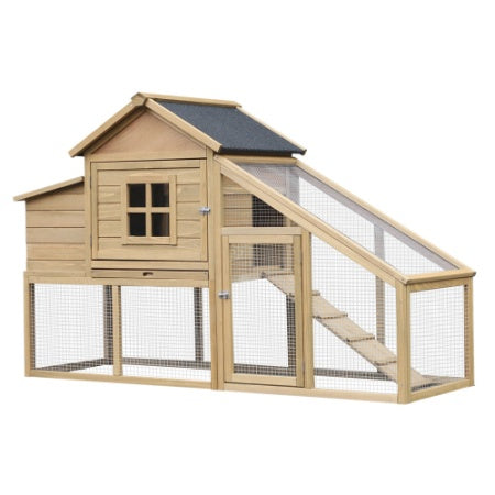 Wooden Chicken Coop with Nesting Box & Ramp