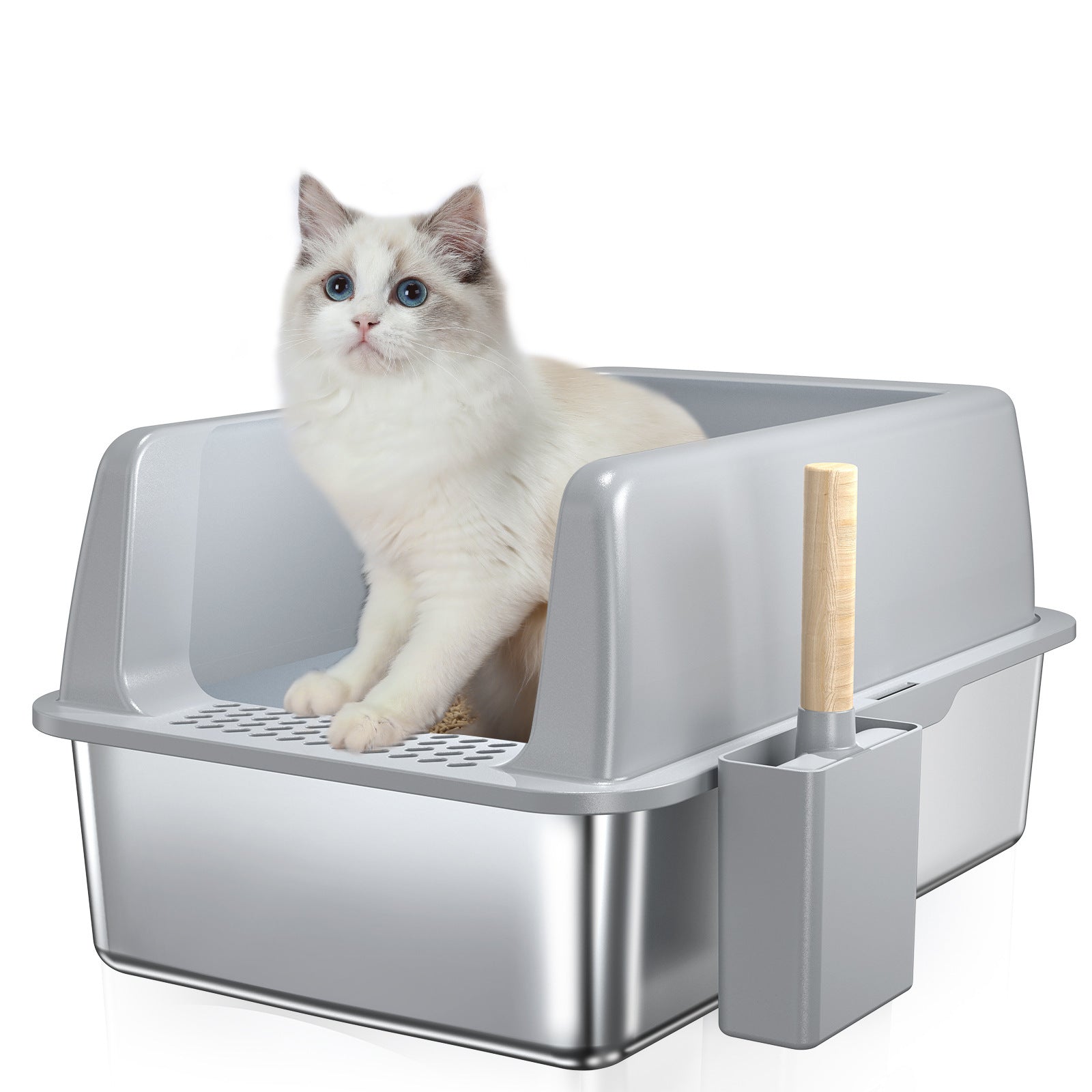 Cat Litter Box – Stainless Steel, Easy Clean