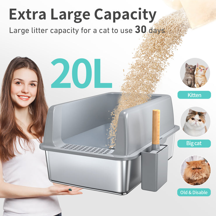 Cat Litter Box – Stainless Steel, Easy Clean