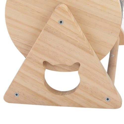 Wooden Cat Scratch Post – Rotating Toy with Bell