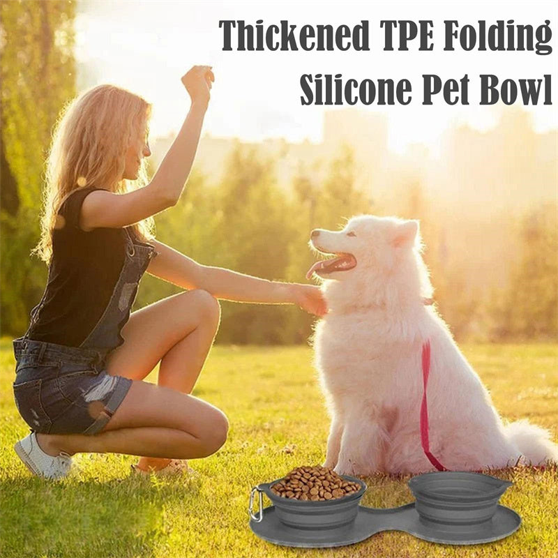 Pet Bowls – Foldable Double Rubber Feeder