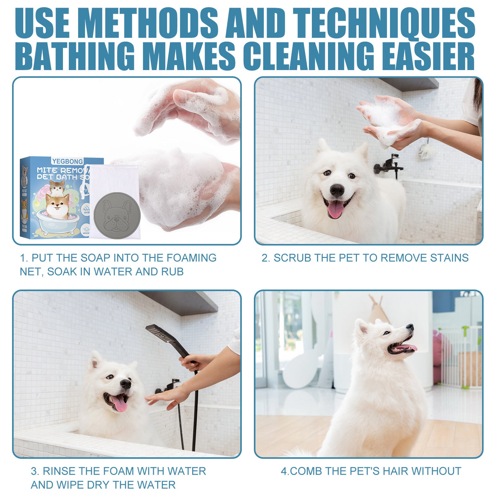Pet Anti-mite Bath Soap, Dog And Cat Antibacterial Body Deodorant, Clean Bath Products
