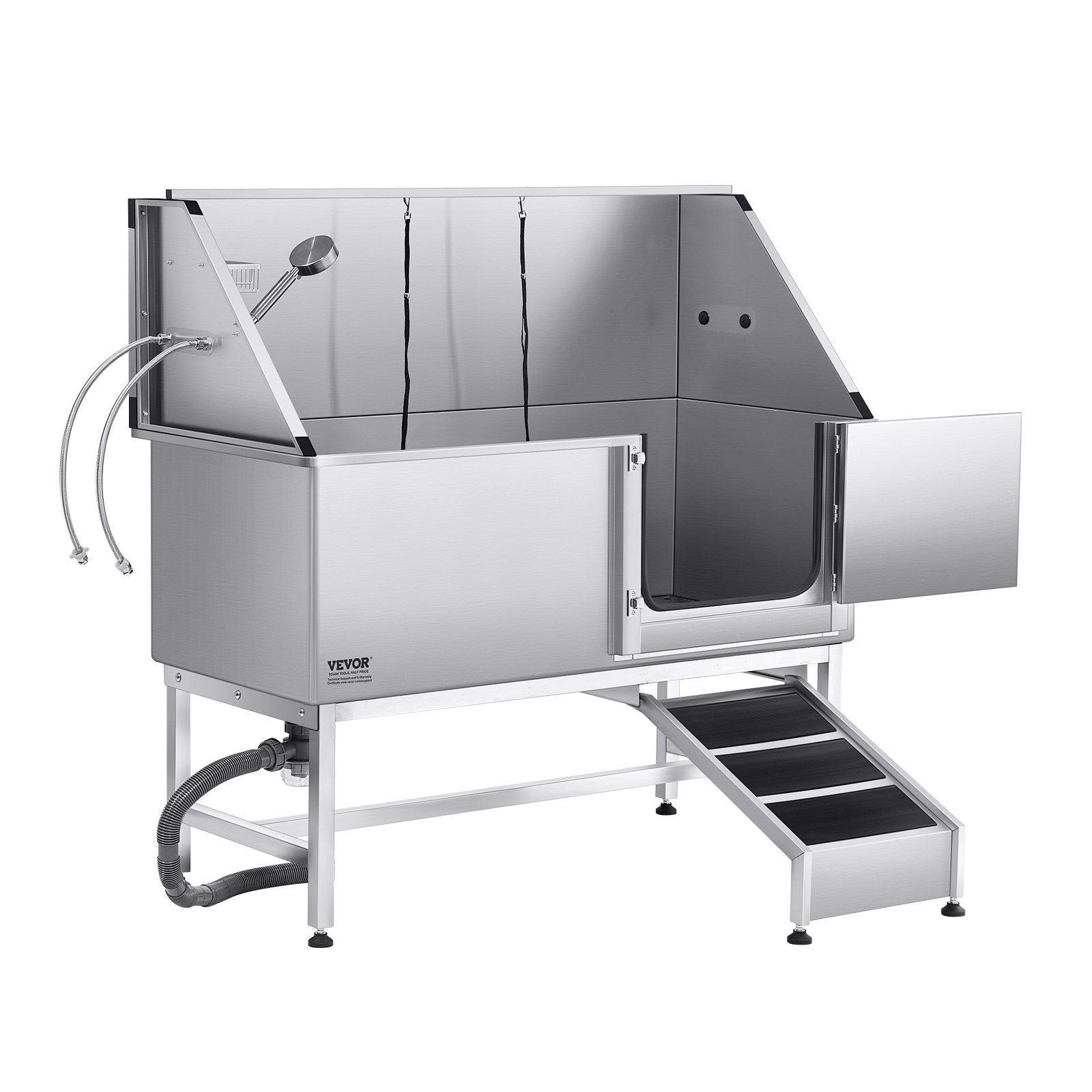 62 Inch Dog Grooming Bath Tub Stainless Steel W Ramp Water Filter