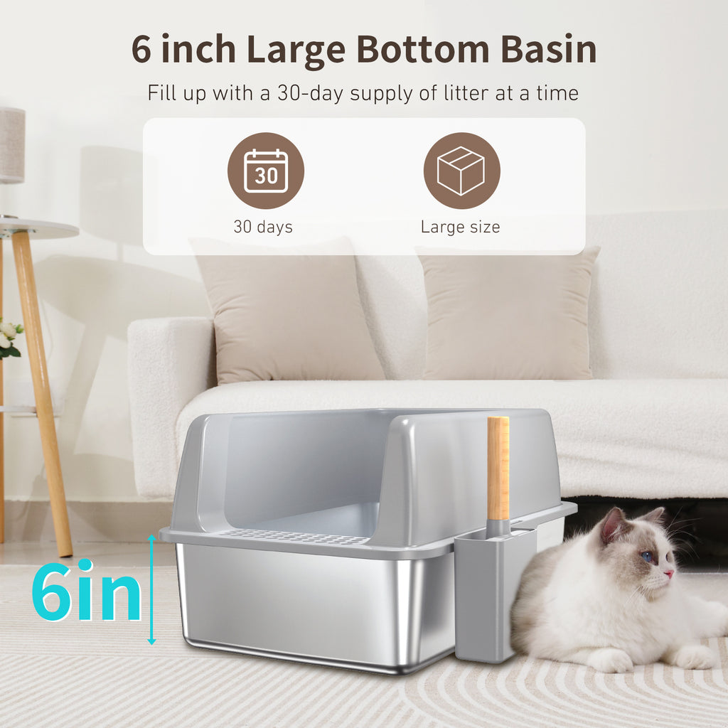 Cat Litter Box – Stainless Steel, Easy Clean
