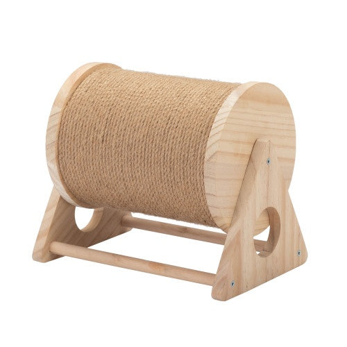 Wooden Cat Scratch Post – Rotating Toy with Bell