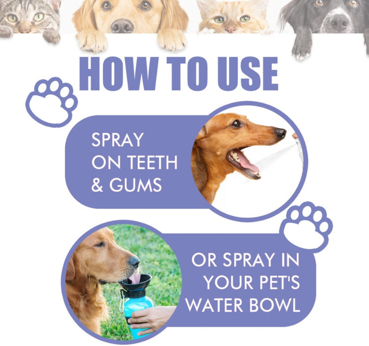 Dental Cleaning Spray For Cats And Dogs, Stain Removal, Fresh Breath Pet Oral Care Spray
