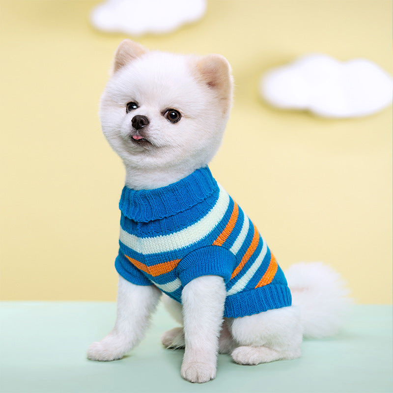 Pet Sweater – Striped Floral Knitted Wool