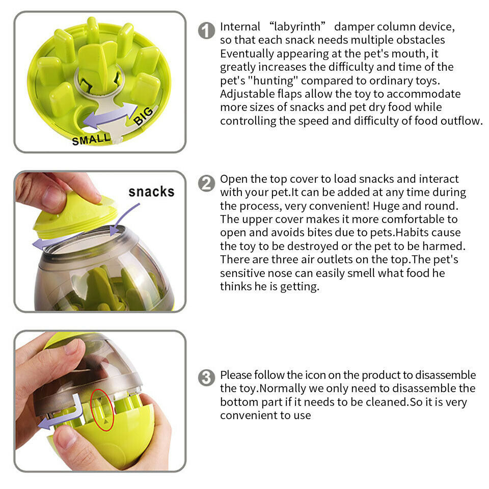 Dog Food Tumbler – Feeder Dispenser Bowl