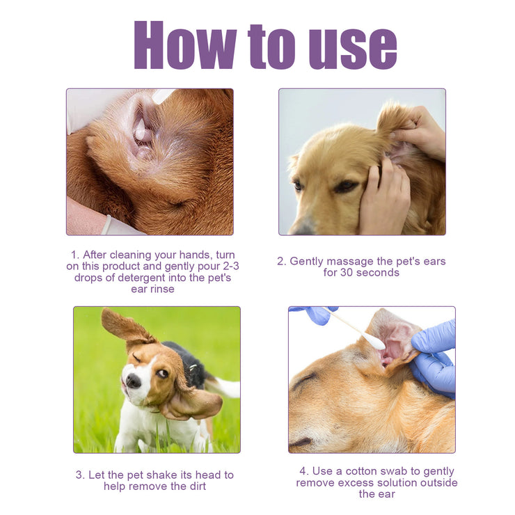 Cat & Dog Pet Ear Cleaner, Relieve Ear Canal Odor Cleaning Earwax Ear Cleansing Drops